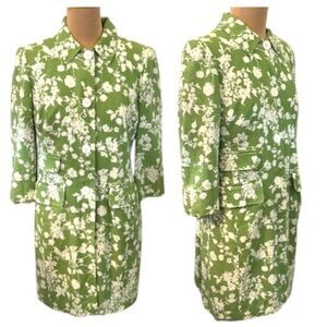 LOFT Coat Size 4 Overcoat Linen Blend Floral Long Sleeve